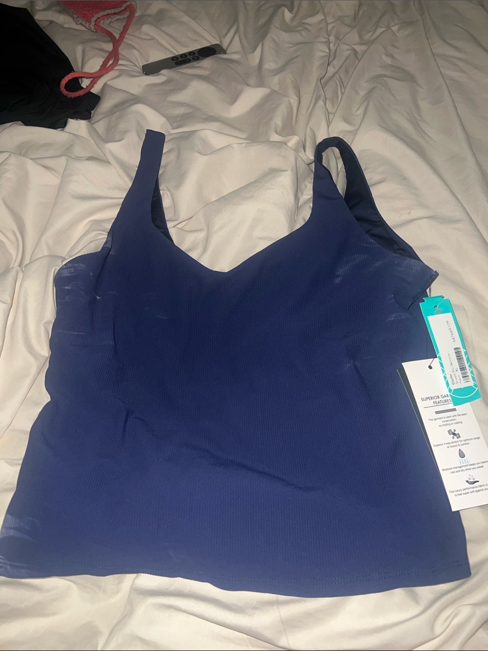 Glyder Navy Ribbed Tank Bralette